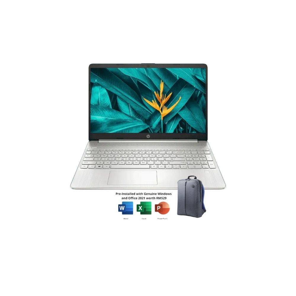 HP 15s-fq5115TU Silver 6P6Q6PA Laptop | i5-1235U | 8GB RAM 512GB SSD | 15.6" FHD | Intel Iris Xe | W11 | MS OFFICE + BAG