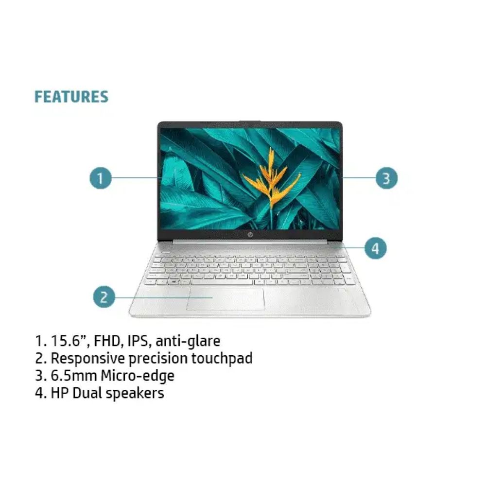 HP 15s-fq5115TU Silver 6P6Q6PA Laptop | i5-1235U | 8GB RAM 512GB SSD | 15.6" FHD | Intel Iris Xe | W11 | MS OFFICE + BAG