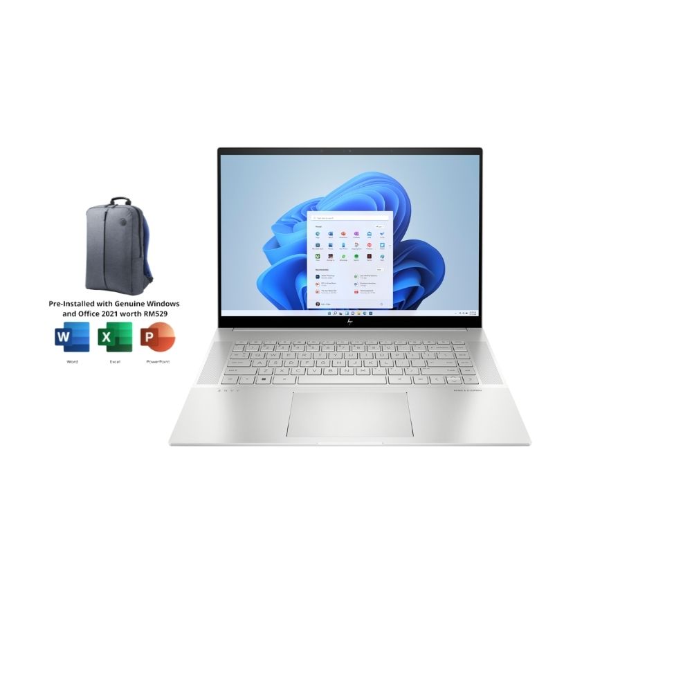 HP Envy 16-h0006TX 6J967PA Silver Laptop | i7-12700H | 16GB RAM 1TB SSD | 16" WQXGA 120Hz | A370M | W11 | MS OFFICE+BAG