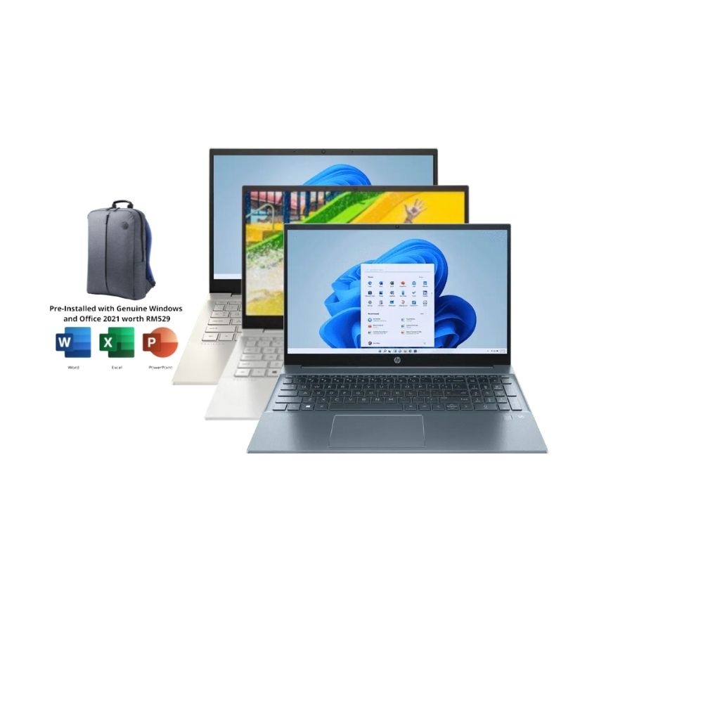 HP Pavilion 15-eg200 Blue/Silver/Gold Laptop | i5-1235U | 8GB RAM 512GB SSD | 15.6" FHD | MX550 | W11 | MS OFFICE+BAG