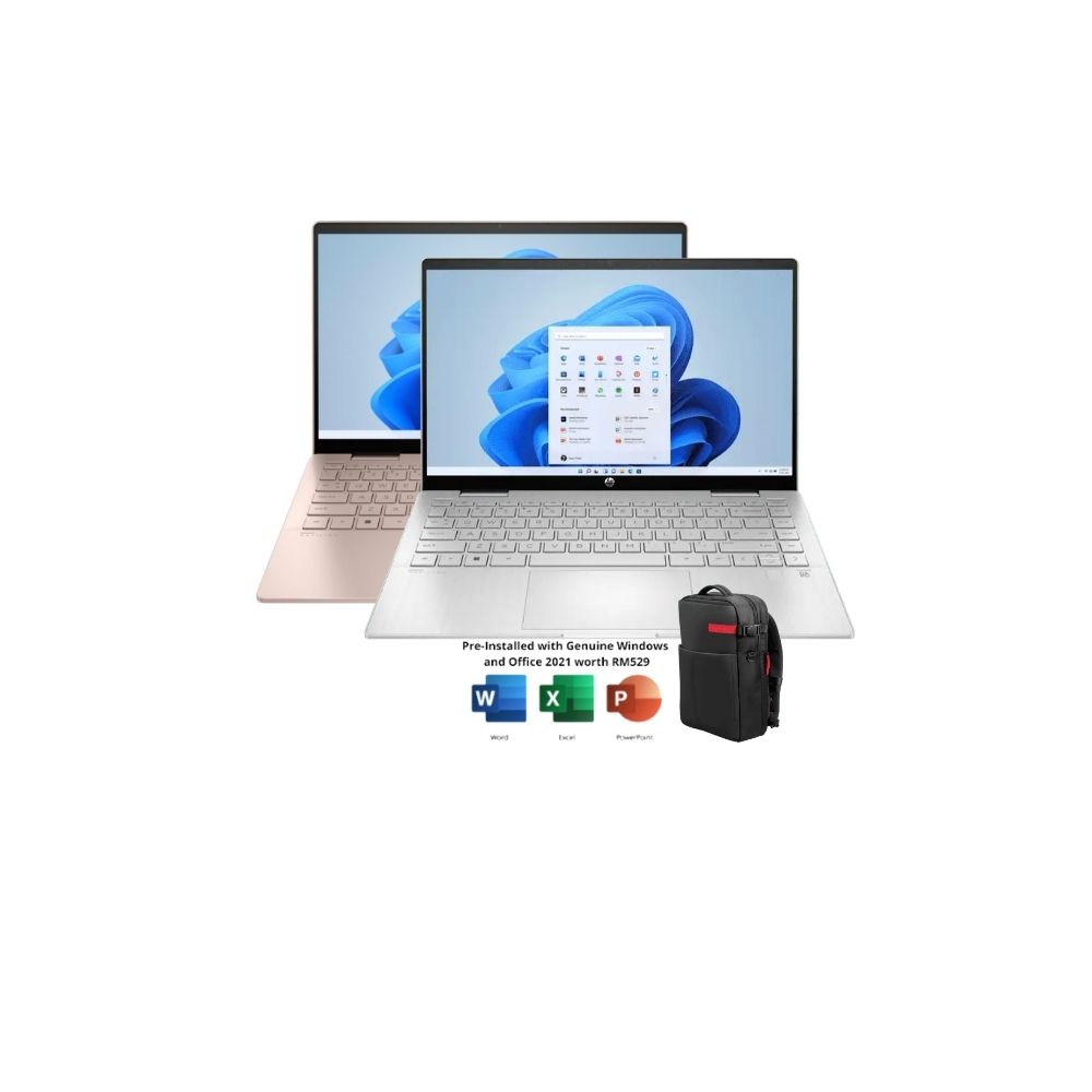 HP Pavilion X360 14-ek0103TU Silver/14-ek0102TU Gold LAPTOP | i5 | 8GB RAM 512GB SSD | 14" FHD | Iris® Xe | MS OFFICE+BAG