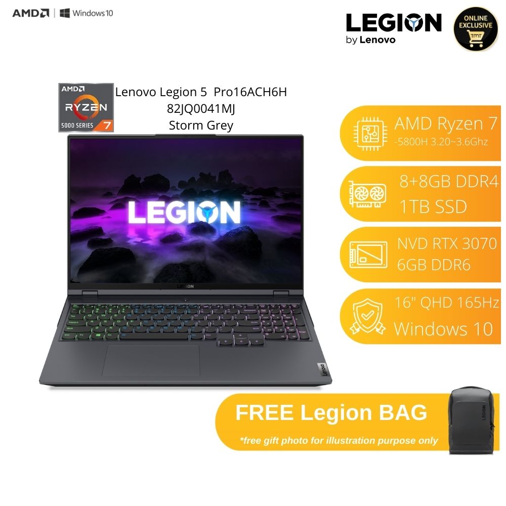 Lenovo Legion 5 Pro 16ACH6H 82JQ0041MJ Gaming Laptop | GeForce RTX 3070 | Ryzen 7 5800H | 16GB 1TB SSD | 16