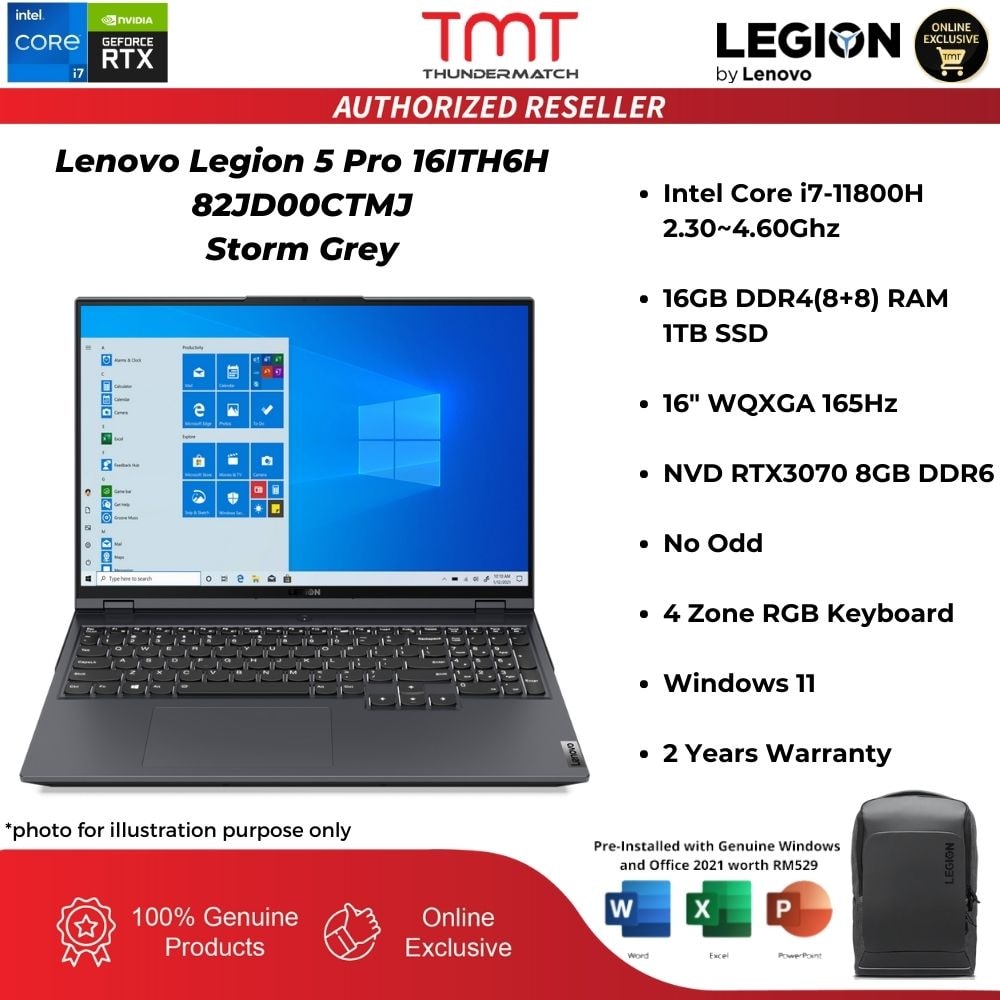Lenovo Legion 5 Pro 16ITH6H 82JD00CTMJ Gaming Laptop | i7-11800H | 16GB 1TB SSD | 16