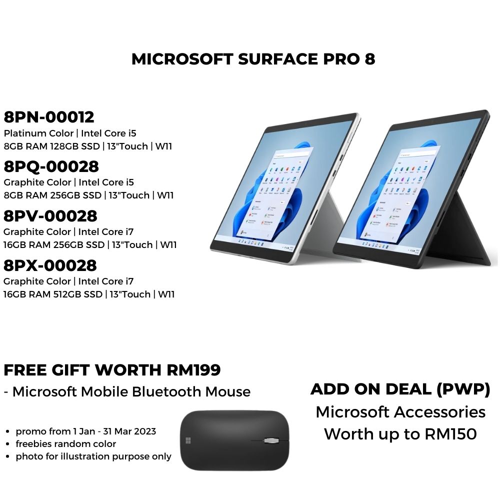 Microsoft Surface Pro 8 Platinum / Graphite | 13"Touch