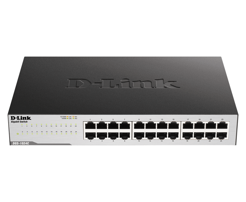D-Link DGS-1024C Unmanaged Gigabit Switch - 24 Ports/10/100/1000Mbps/Metal Case &amp; Rack Mount (3 Years Warranty)