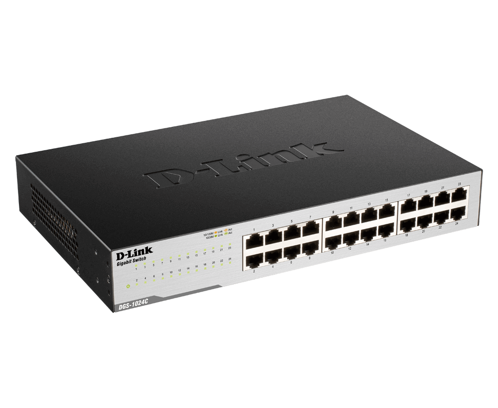 D-Link DGS-1024C Unmanaged Gigabit Switch - 24 Ports/10/100/1000Mbps/Metal Case &amp; Rack Mount (3 Years Warranty)