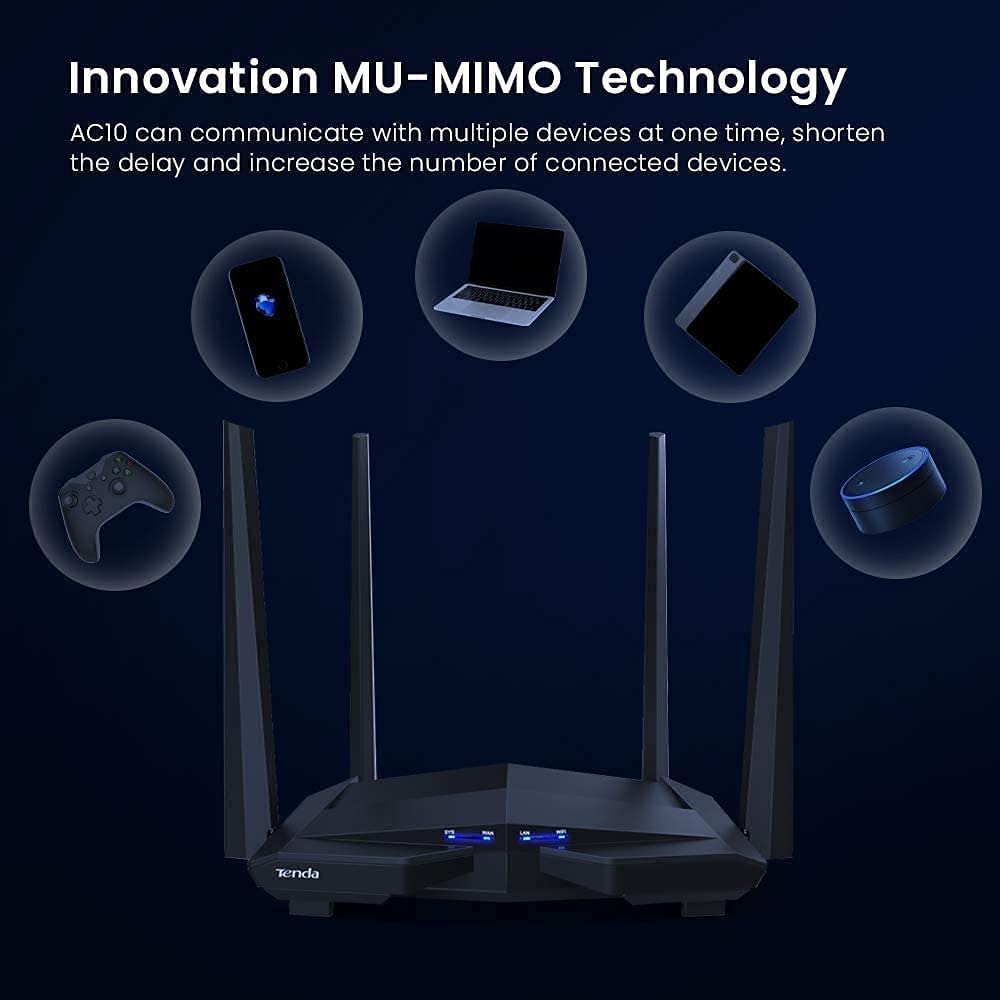 Tenda AC10U AC1200 Smart Dual-Band Gigabit WiFi Router - 3-Yrs Tenda Wrty