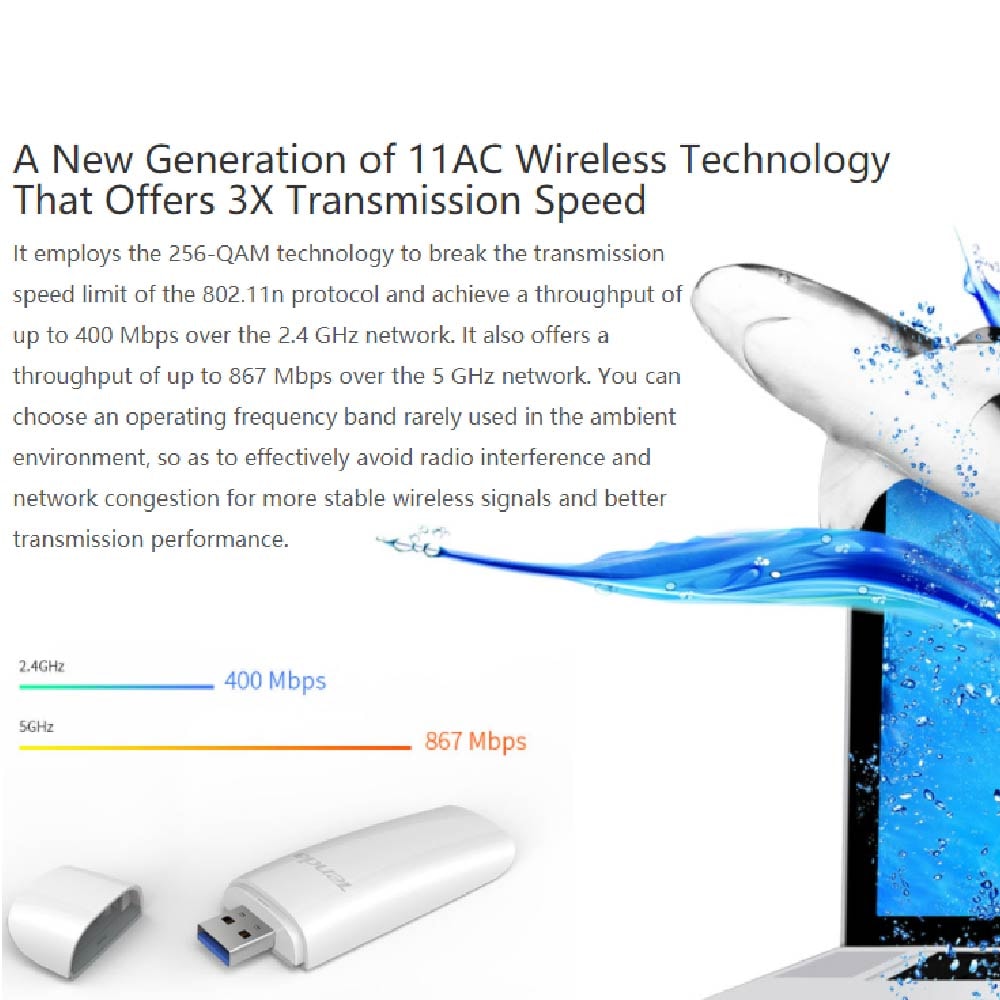 Tenda U12 AC1300 Ultra Speed Wireless Dual BandWiFi Adapter