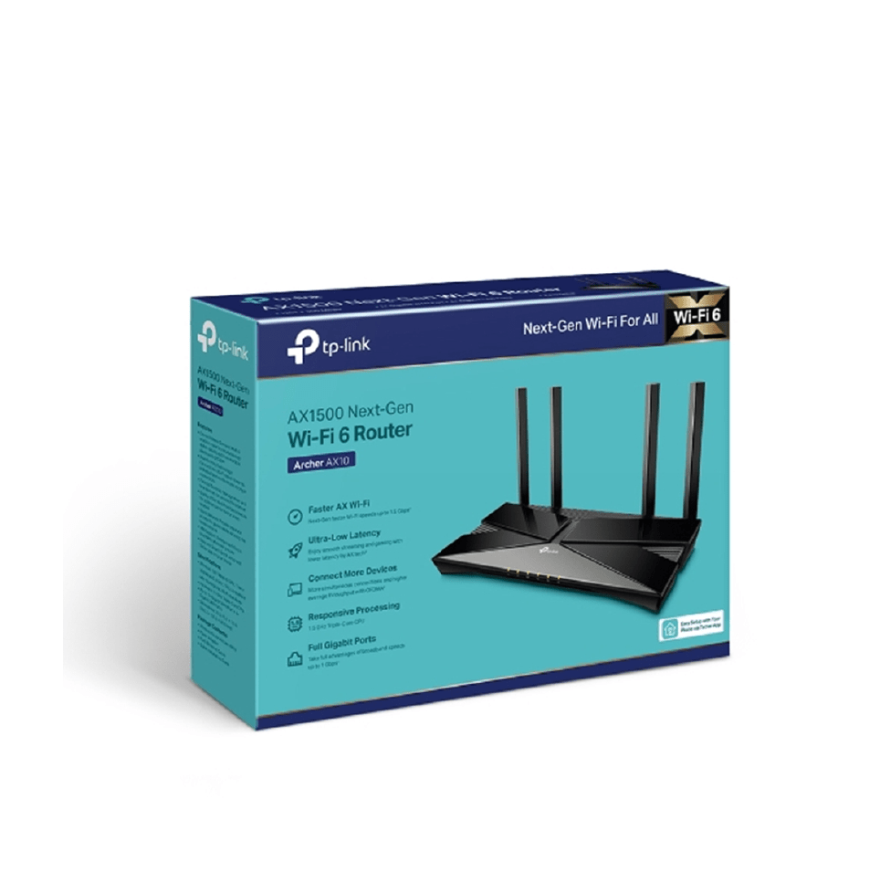 TP-Link Archer AX10 Dual-Band Wi-Fi 6 Router - AX1500/1201Mbps 5GHz+300Mbps 2.4GHz