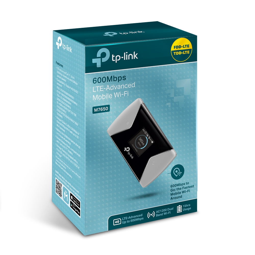 TP-Link M7650 MiFi Modem | 600Mbps 4G LTE | 2.4Ghz & 5 Ghz | 3000mAh Battery