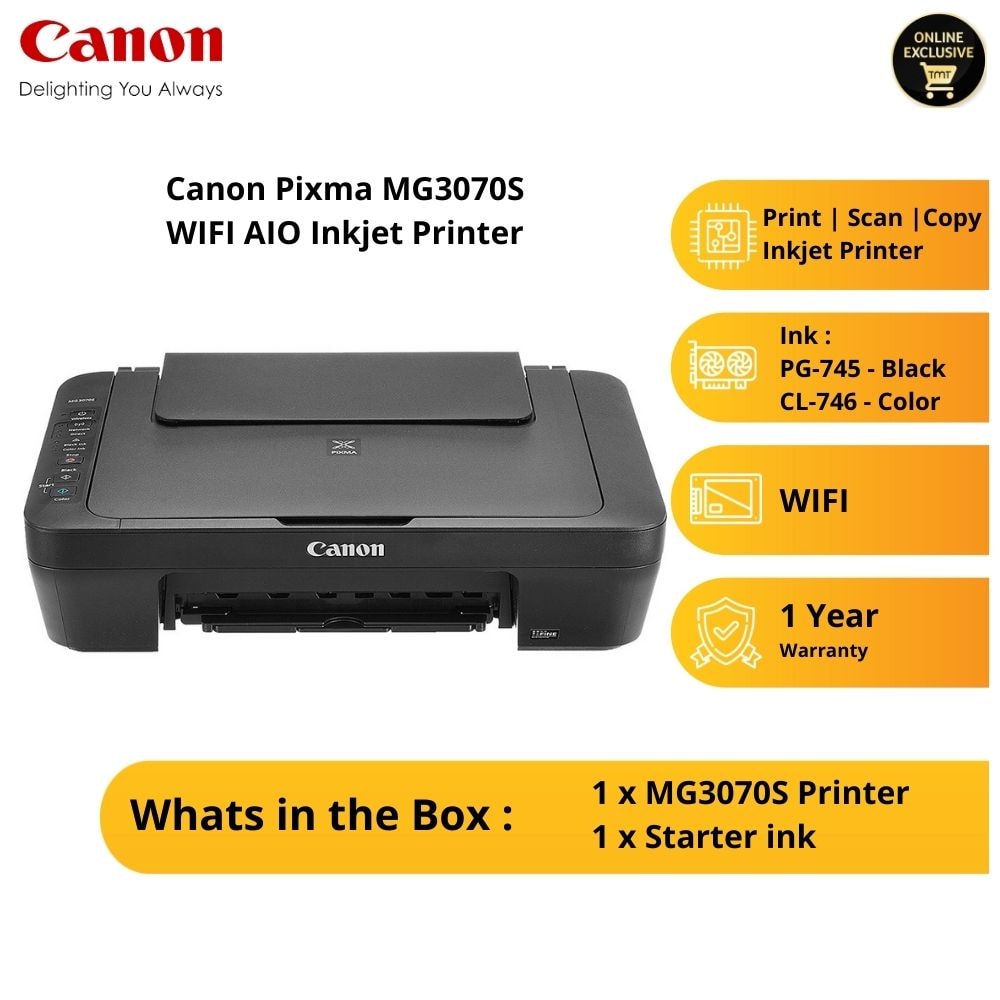 Canon PIXMA MG3070S Compact Wireless All-In-One Printer
