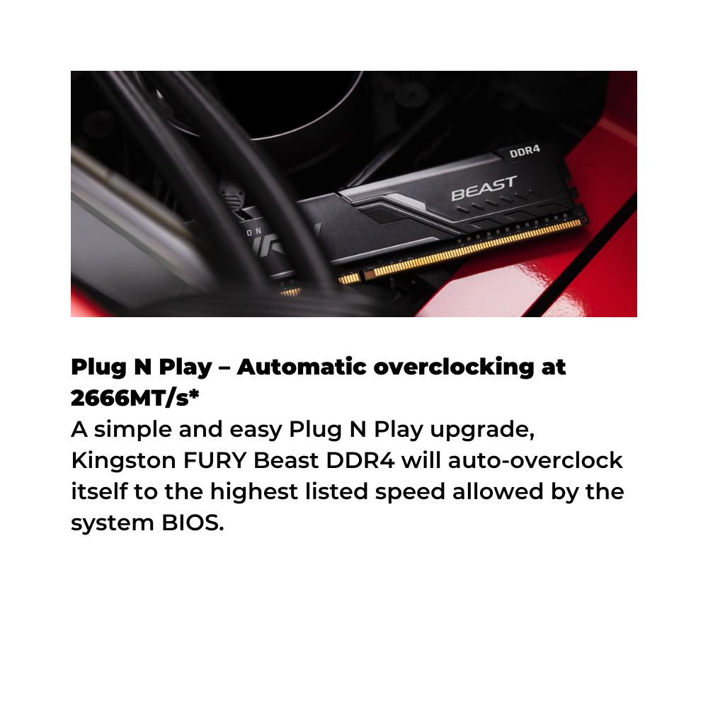 【NO BOX】Kingston Fury Beast DDR4 Desktop Ram Kit of 2