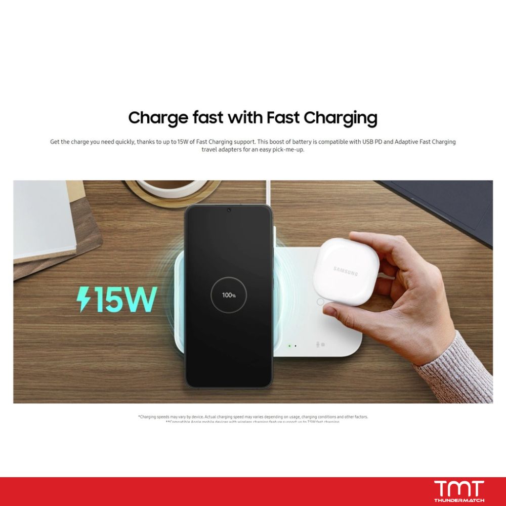 Samsung Super Fast Wireless Charger Duo (with Adapter and Cable)