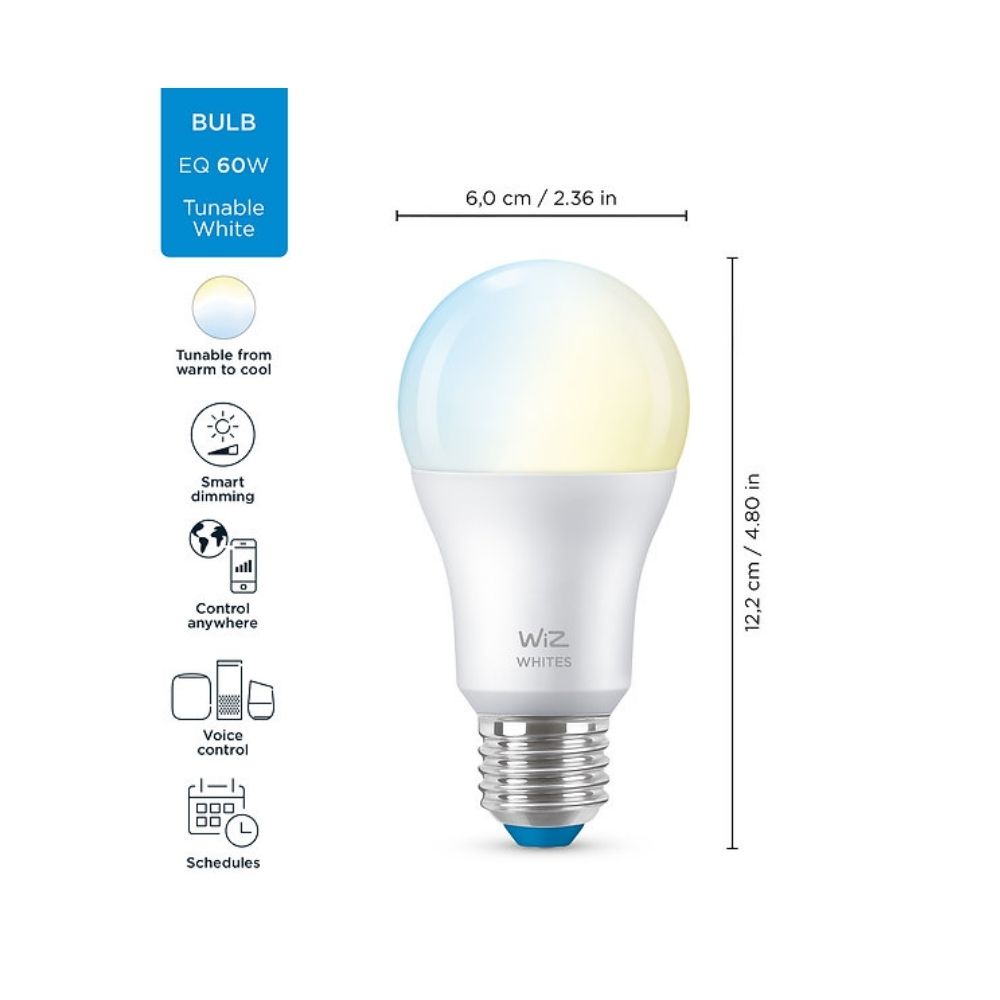 Philips WIZ TW 9W A60 White Light bulb 2PK with Remote