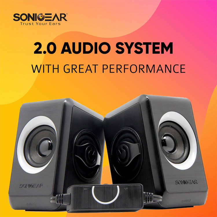 SonicGear Quatro 2 USB Speakers 2.0 Super Loud | Quad Passive Brush Design Panel