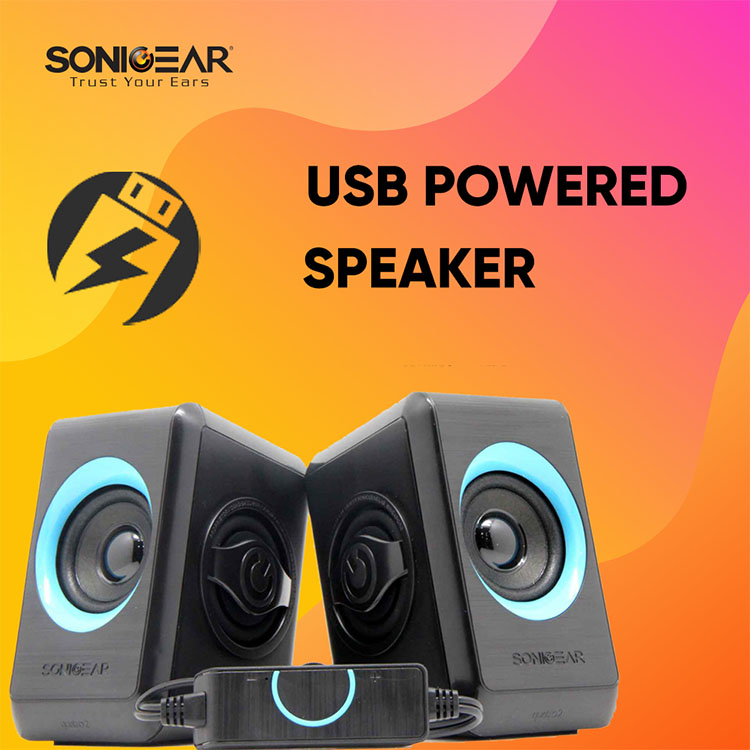 SonicGear Quatro 2 USB Speakers 2.0 Super Loud | Quad Passive Brush Design Panel