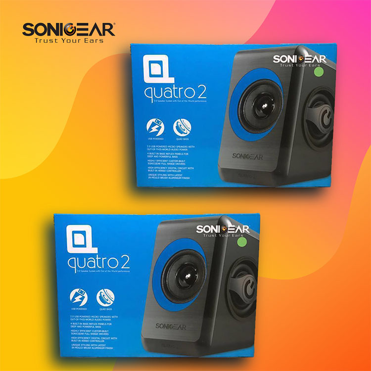 SonicGear Quatro 2 USB Speakers 2.0 Super Loud | Quad Passive Brush Design Panel