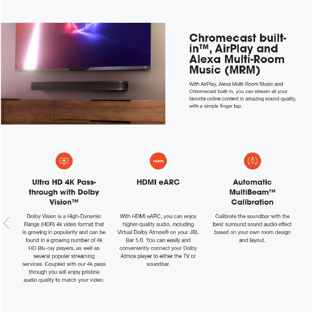 JBL Bar 5.0 Multibeam Soundbar Multibeam and Dolby Atmos