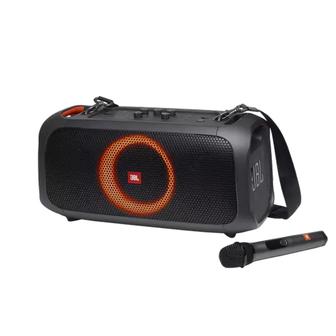 JBL Partybox On-The-Go Portable Party Karaoke Speaker with Built-In Lights and Wireless Microphone