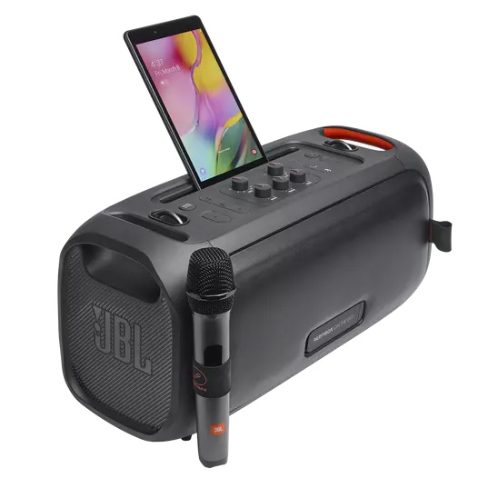 JBL Partybox On-The-Go Portable Party Karaoke Speaker with Built-In Lights and Wireless Microphone
