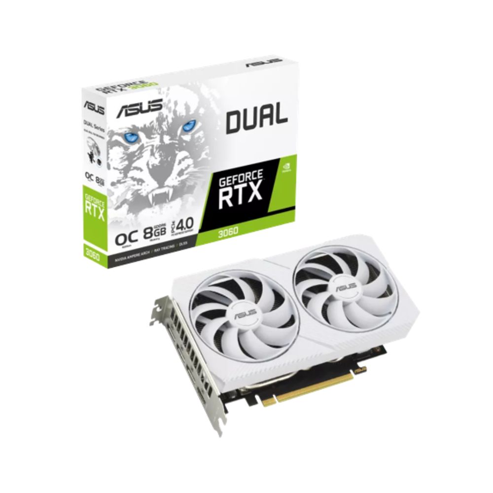 Asus RTX 3060 8GB GDDR6 192Bit DUAL OC WHITE LHR VGA Graphics Card