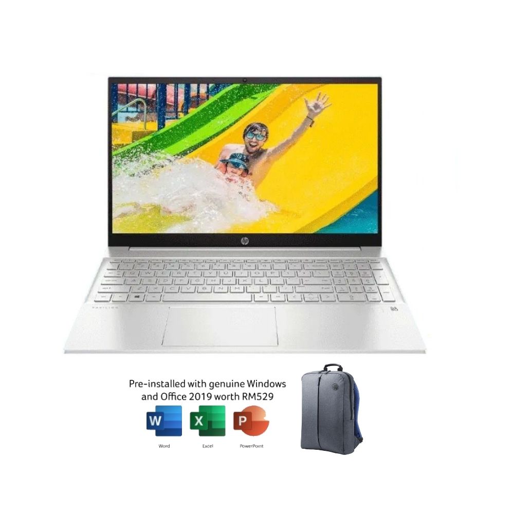 HP Pavilion 15-eg0110TX Silver Laptop | i7-1165G7 | 8GB RAM 512GB SSD | 15.6" FHD | MX450 | W10 | MS OFFICE + BAG