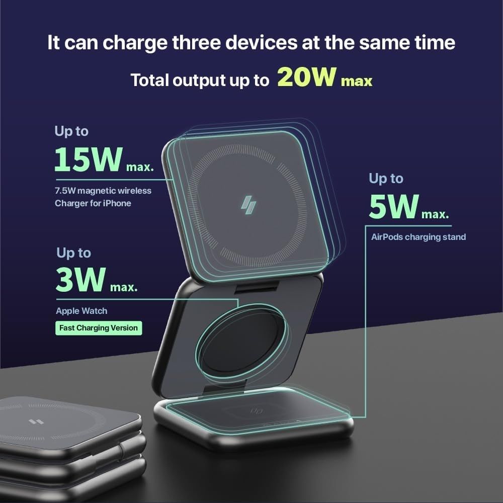 ADAM Elements Mag 3 Magnetic 3in1 Foldable Travel Charging Station