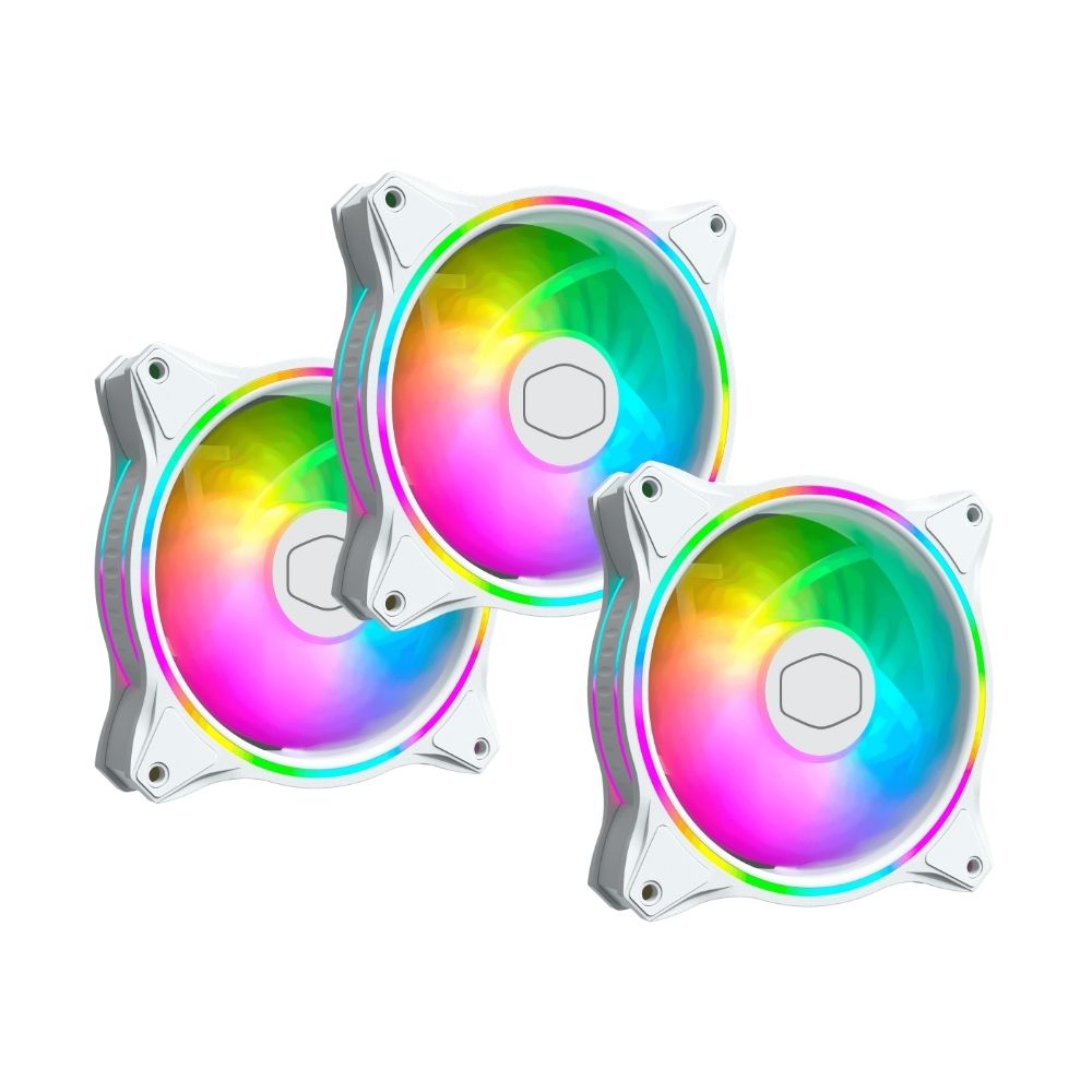 Cooler Master MasterFan MF120 HALO Dual Loop ARGB White Edition 12CM Fan Case | 47.2CFM | MFL-B2DW-18NPA-R1 MFL-B2DW-183PA-R1