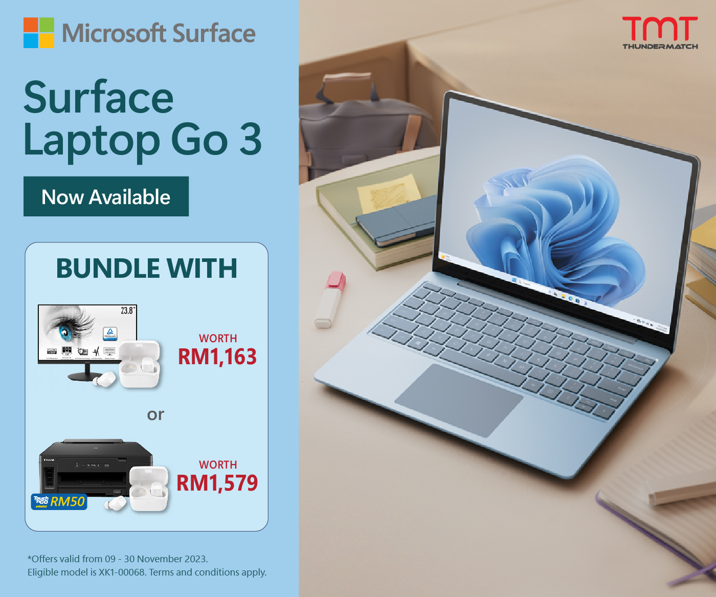 Microsoft Surface Laptop GO 3 (Ice Blue) | i5-1235U | 8GB RAM 256GB SSD | 12.4" (Touch) | Intel Iris Xe Graphics | 1Y Warranty