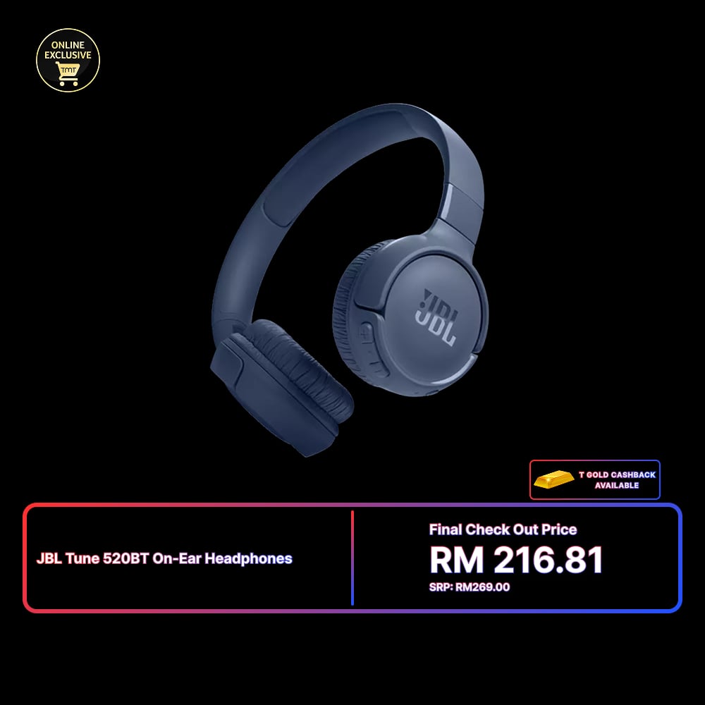 JBL TUNE 520BT Wireless On-Ear Headphones with Built-in Microphone