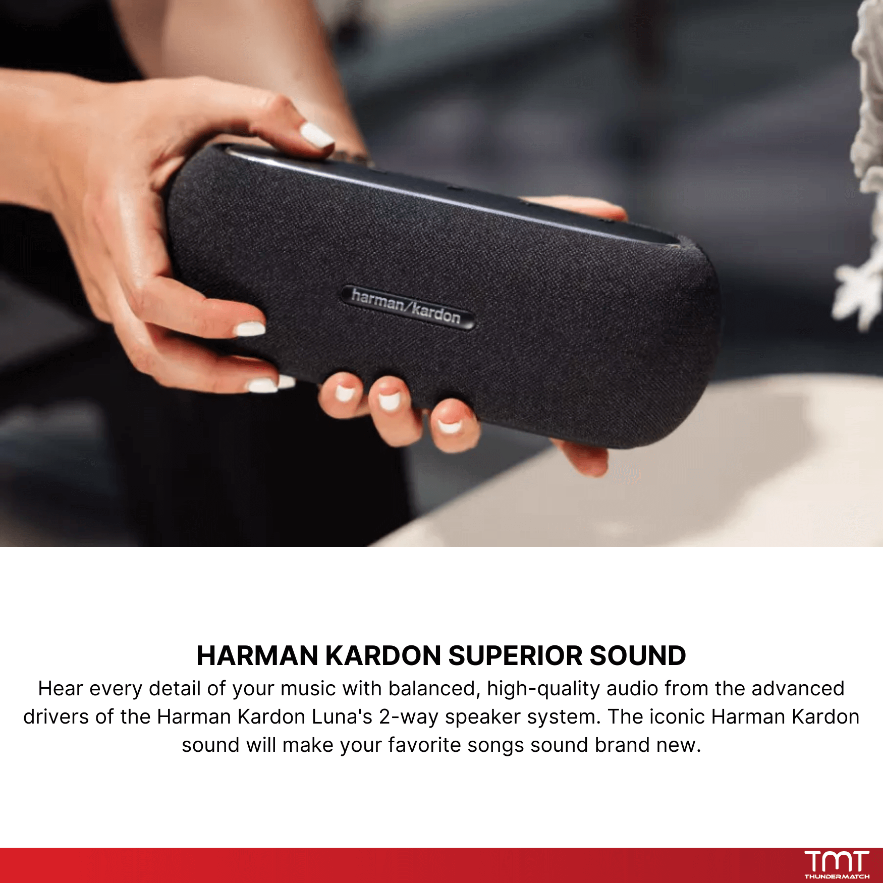 Harman Kardon Luna Elegant Portable Bluetooth Speaker - Superior Sound | Up to 12 hours Battery Life (Black/Grey)