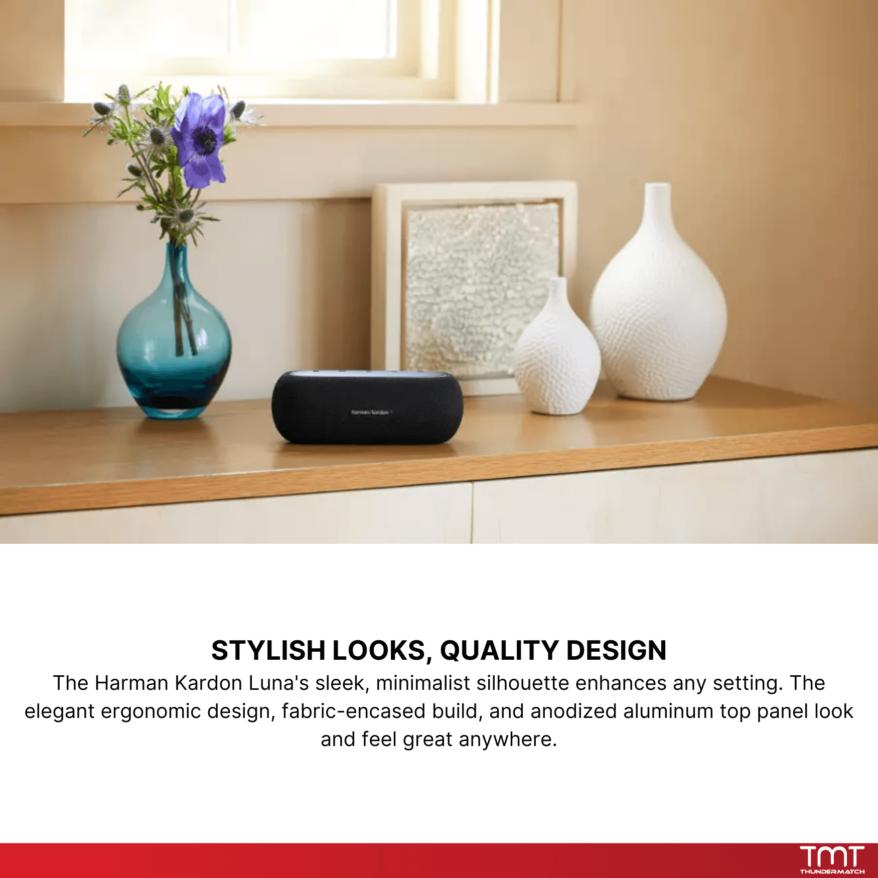 Harman Kardon Luna Elegant Portable Bluetooth Speaker - Superior Sound | Up to 12 hours Battery Life (Black/Grey)