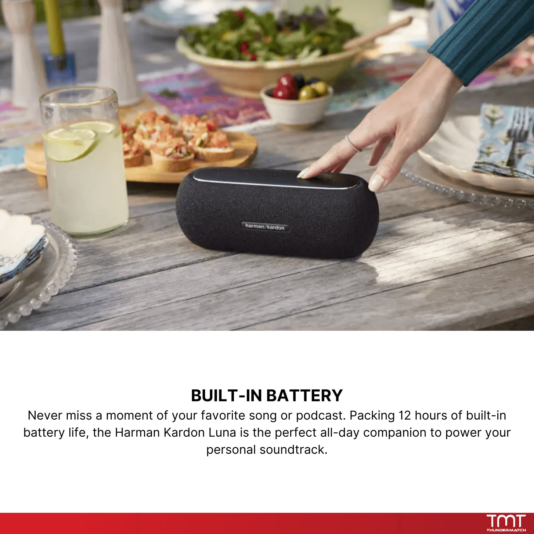 Harman Kardon Luna Elegant Portable Bluetooth Speaker - Superior Sound | Up to 12 hours Battery Life (Black/Grey)
