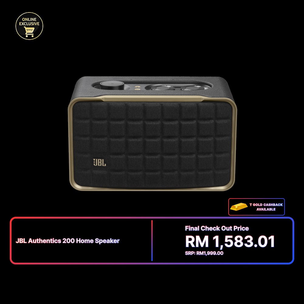 JBL AUTHENTICS 200 Smart home speaker with Wi-Fi, Bluetooth and Voice Assistants with retro design