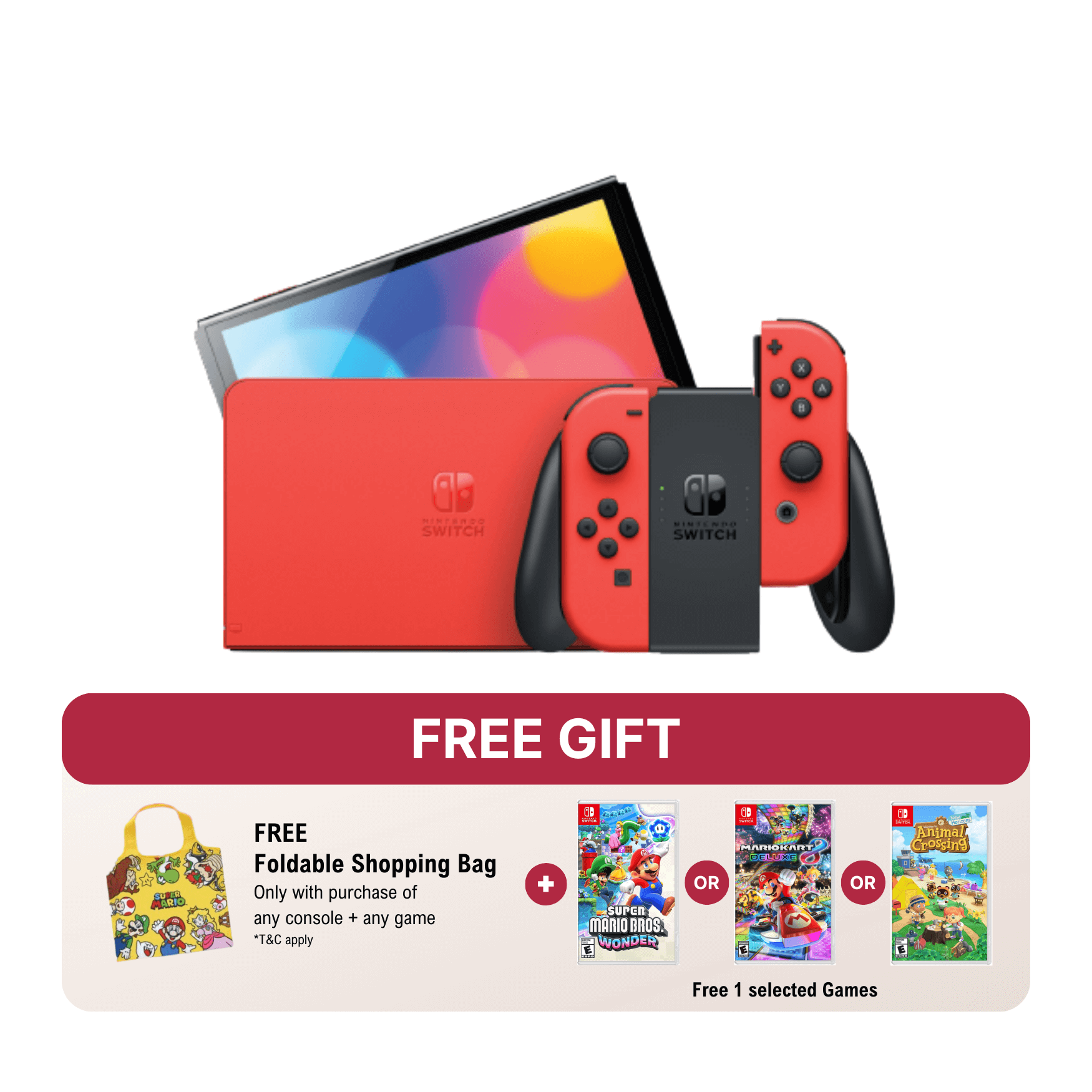 Nintendo Switch OLED Model: Mario Red Edition | Neon Blue / Neon Red | White | 1 Year Nintendo Malaysia Warranty