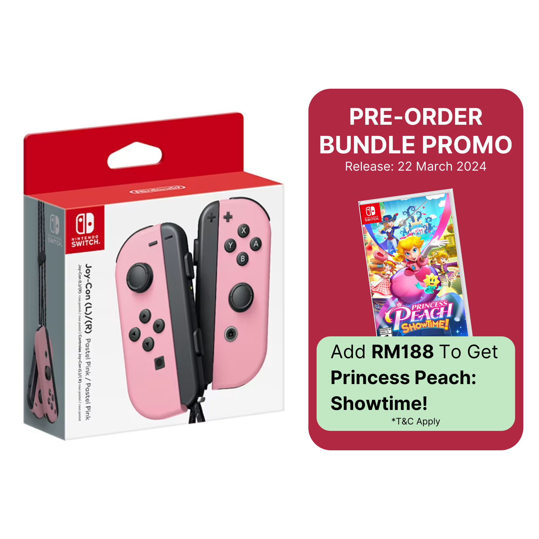 Nintendo Switch Joy Con (L)/(R) | Neon Pink/Neon Green | Pastel Pink / Pastel Yellow | Neon Red/Neon Blue | Pastel Purple / Pastel Green | 1 Year Nintendo Malaysia Warranty