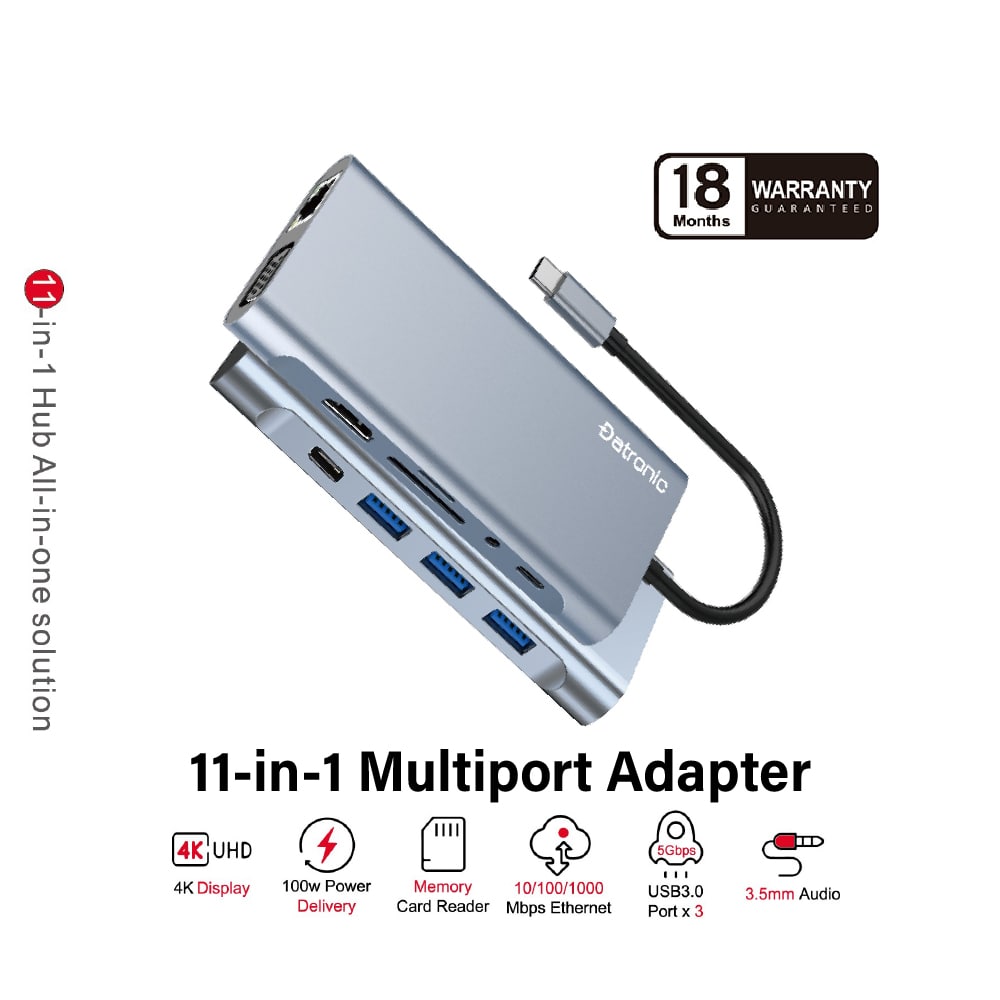 Datronic 11-In-1 USB-C To HDMI VGA Adapter