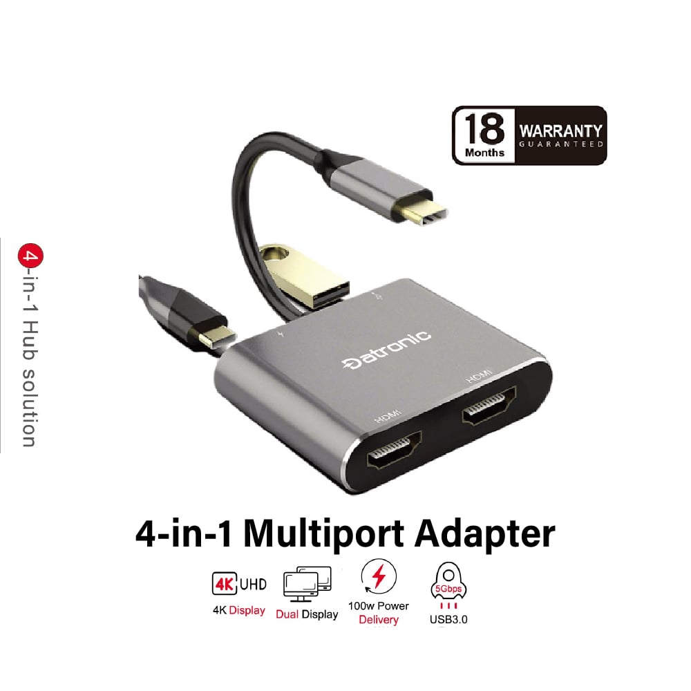 Datronic 11-In-1 USB-C To HDMI VGA Adapter