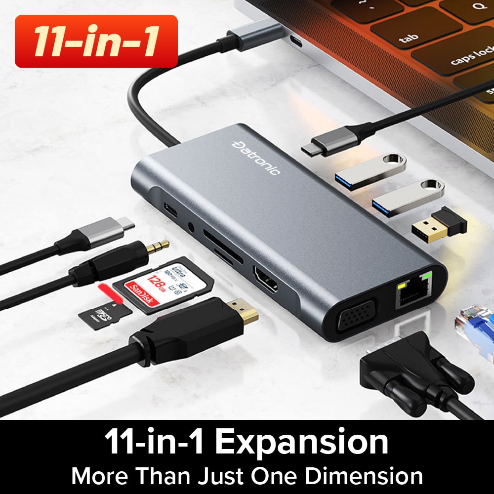 Datronic 11-In-1 USB-C To HDMI VGA Adapter