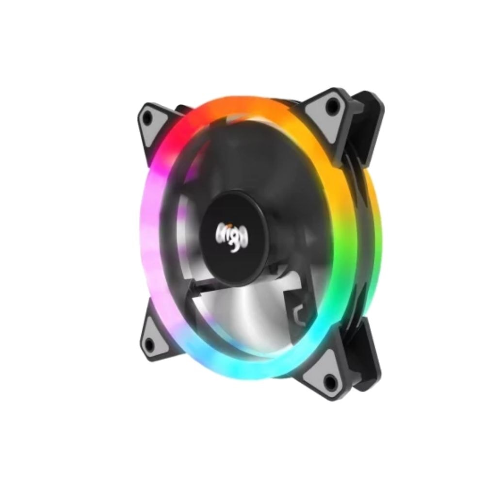 Aigo DarkFlash DR11 12CM Double Ring Spectrum Rainbow LED Static Color Fan Case | 1-PCS | 38CFM