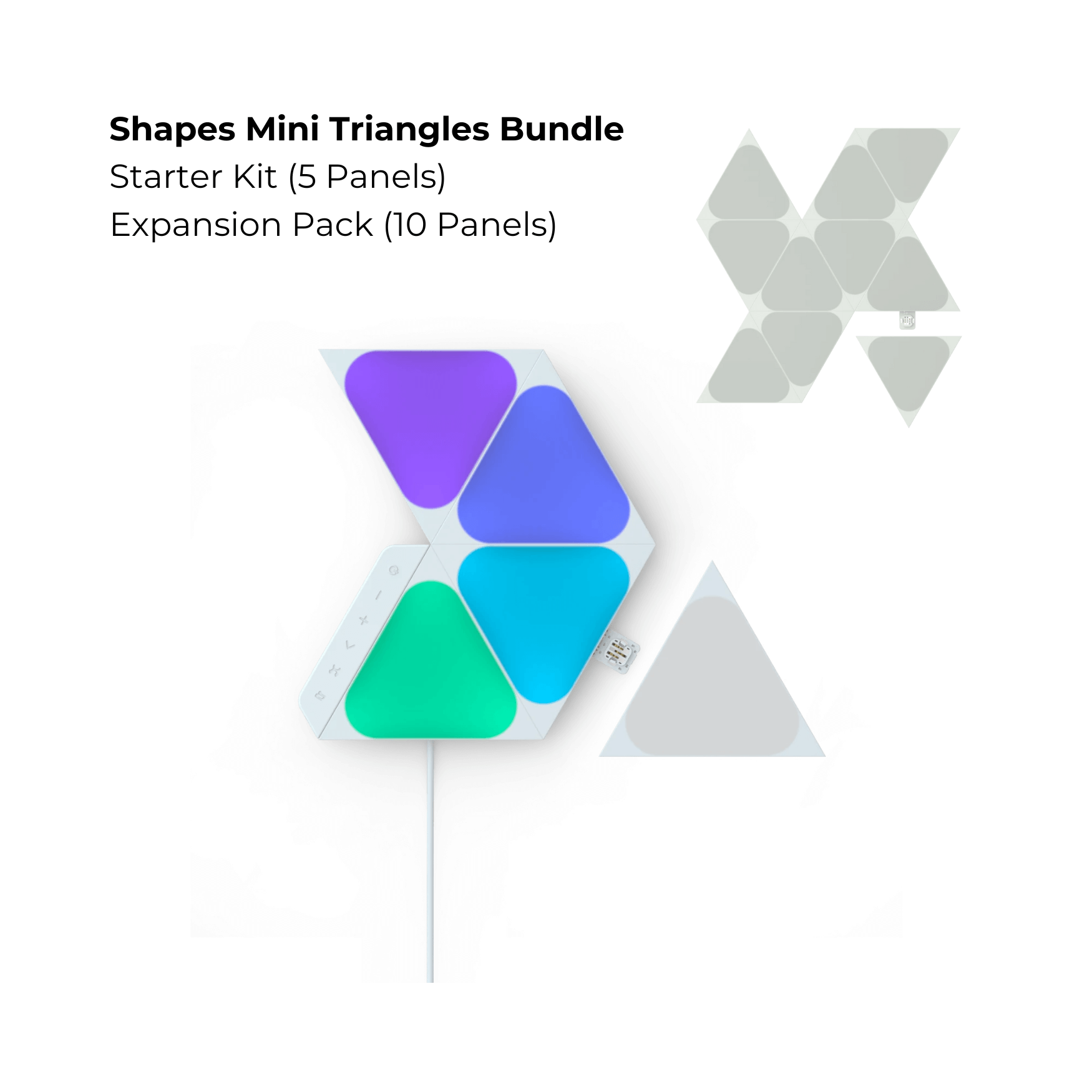 (Dec Brand Of The Day) Nanoleaf Shapes Mini Triangles Bundle Starter Kit (5 Panels) + Expansion Pack (10 Panels)