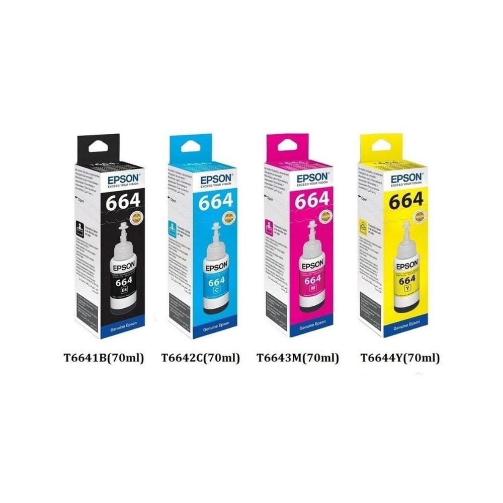 Epson T664 Ink 70ml Black | Cyan | Magenta Pink | Yellow - Original