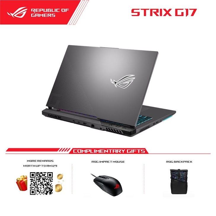 Asus ROG Strix G17 (2023) G713P-VLL039W Gaming Laptop (Eclipse Gray) | AMD Ryzen 9-7945HX | 16GB RAM 1TB SSD | 17.3'' WQHD 240Hz | NVD RTX4060 8GB | Win11 | 2Y Warranty