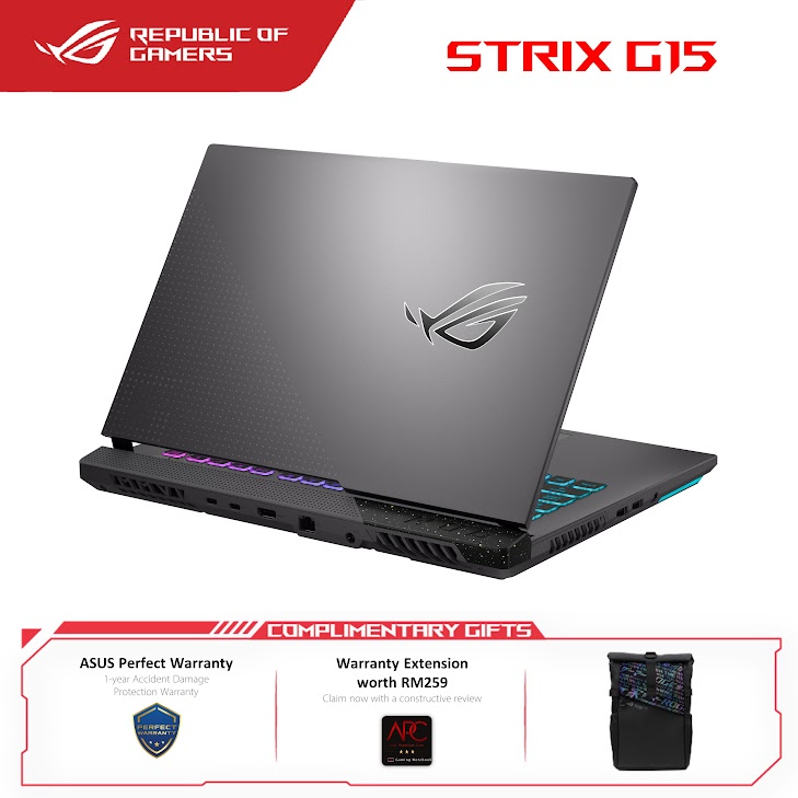 Asus ROG Strix G513R-CHN060W ROG Gaming Laptop (Eclipse Gray) | AMD Ryzen 7-6800H | 8GB RAM 512GB SSD | 15.6''FHD (144Hz) | NVD RTX3050 4GB | Wind11 | 2Y Warranty