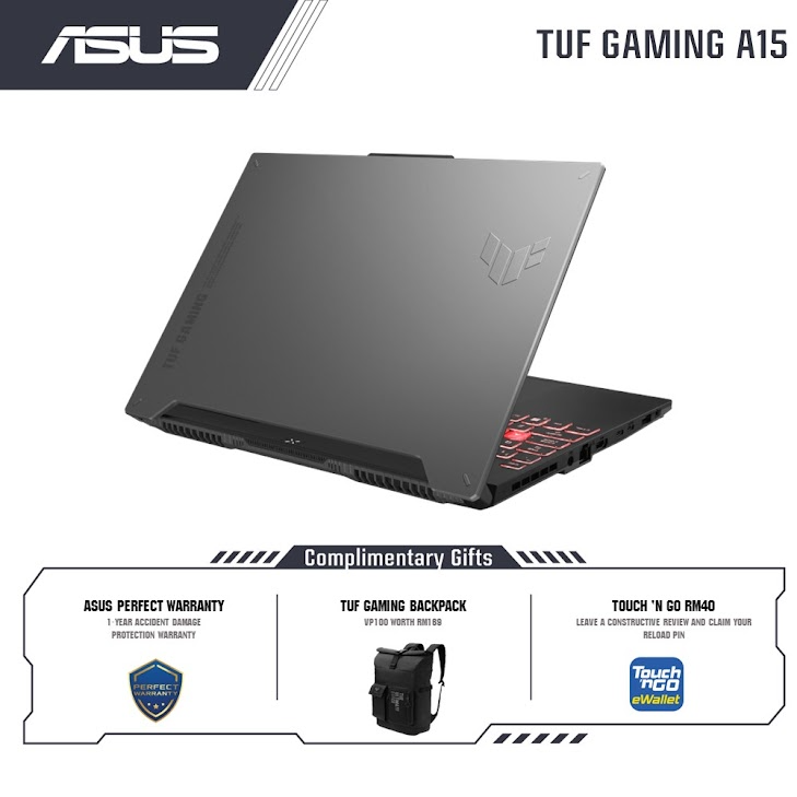 Asus TUF Gaming A15 (2023) FA507X-IHQ057W Gaming Laptop (Jaeger Gray) | AMD Ryzen 9-7940HS | 16GB RAM 1TB SSD | RTX4070 8GB | 15.6''WQHD (165Hz) | Win11 | 2Y Warranty