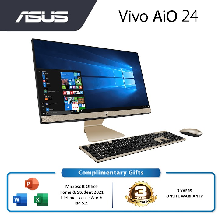 Asus M3400WY-BA002WS All In One Desktop | AMD Ryzen 7 5825U Processor | 8GB RAM 512GB SSD | 23.8" LED-backlit FHD (1920X 1080) Dislay | MS Office H&S 2021 | Win11 | 3Y Warranty