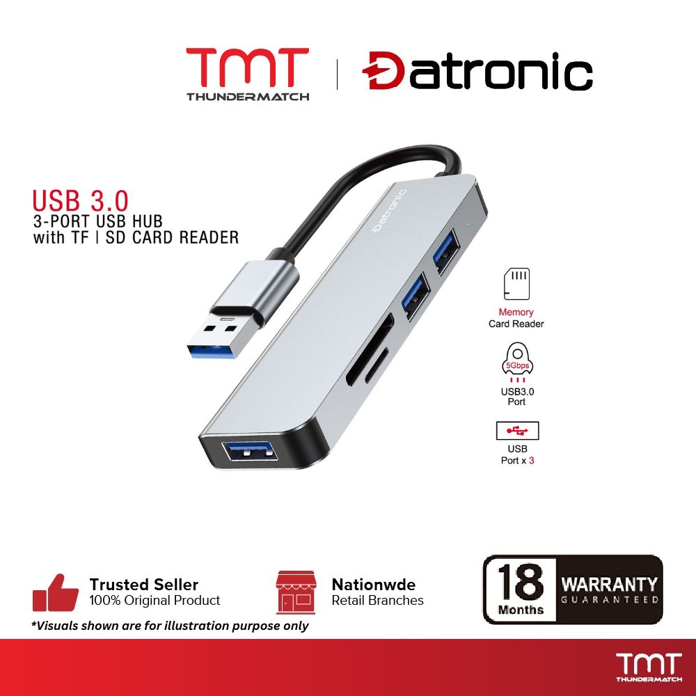 Datronic USB 3.0 / USB-C to USB 3.0 HUB with SD&Micro SD Card Reader |18Month Warranty