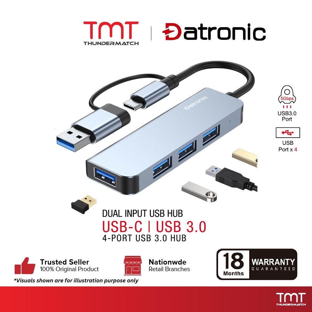 Datronic USB 3.0 / USB-C to USB 3.0 HUB with SD&Micro SD Card Reader |18Month Warranty