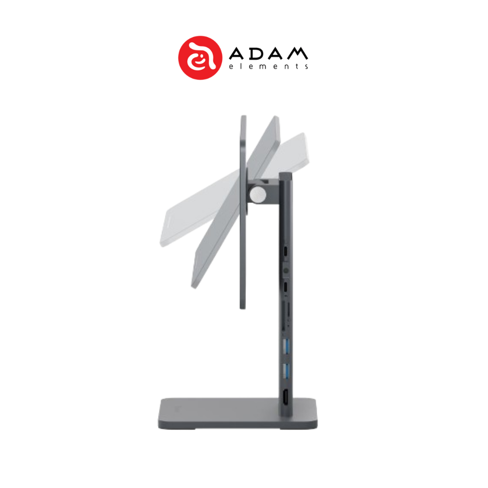 ADAM elements Mag M Pro Magnetic 8-in-1 iPad Stand Hub 11/USB 3.1 x2/HDMI 4K 60Hz/USB-C PD 60W input/SD 3.0/MicroSD 3.0/AUX