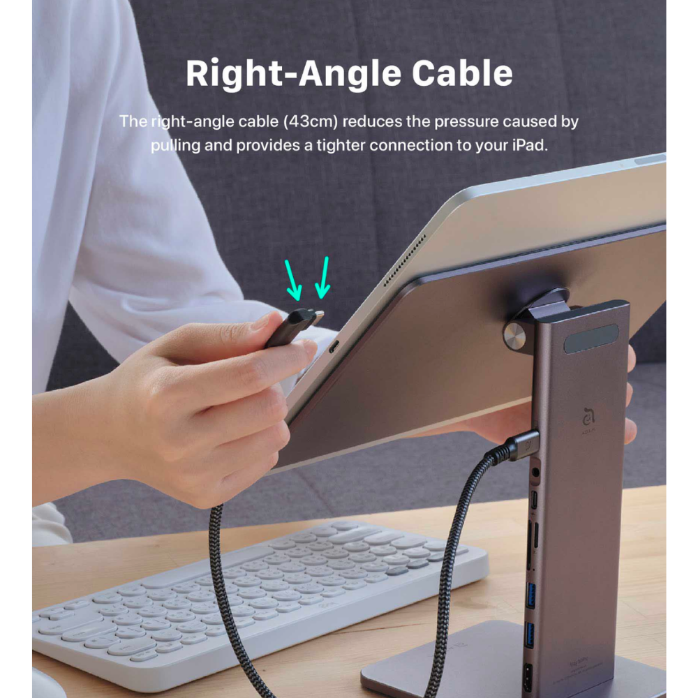 ADAM elements Mag M Pro Magnetic 8-in-1 iPad Stand Hub 11/USB 3.1 x2/HDMI 4K 60Hz/USB-C PD 60W input/SD 3.0/MicroSD 3.0/AUX